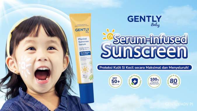 Gently Sunscreen SPF50+ PA++++ Serum Anti-Polusi Proteksi Maksimal Kulit Si Kecil