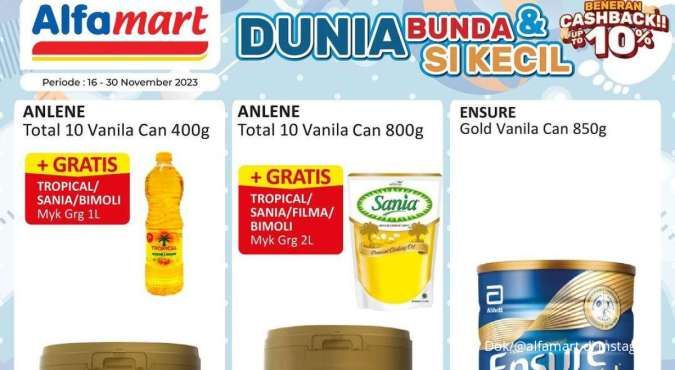 Promo Alfamart Sampai Kamis 30 November 2023, Beli Susu Gratis Minyak Goreng 1 Liter