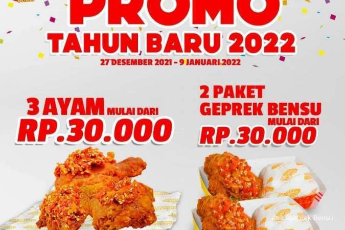 Promo Weekend Geprek Bensu 8-9 Januari 2022, Ada 2 Paket Pilihan Rp 30.000
