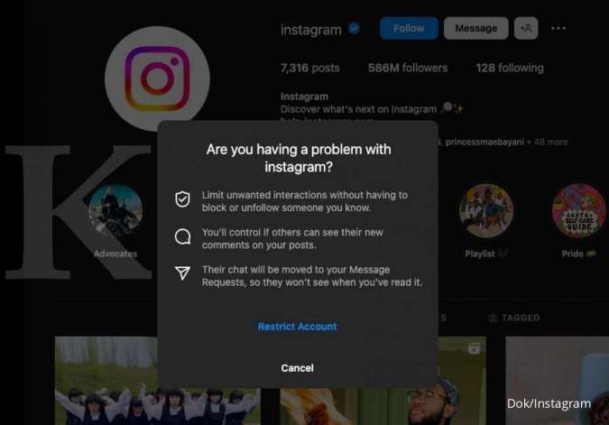 Ini Cara Pakai Fitur Restrict Instagram via Aplikasi dan Browser