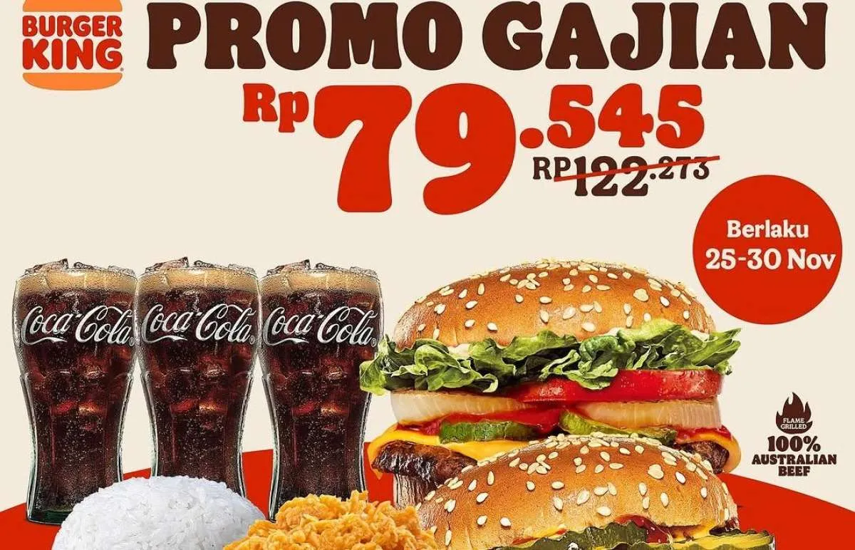 Promo Burger King Gajian 25-30 November 2024, Makan Beramai-Ramai Harga Spesial