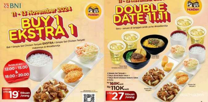 Promo 11.11 Hokben 11-15 November 2024, Buy 1 Ekstra 1 Rp 19.000