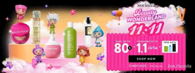 Promo 11.11 Sociolla Periode 11 November 2025, Cushion-Ampoule Diskon hingga 80%