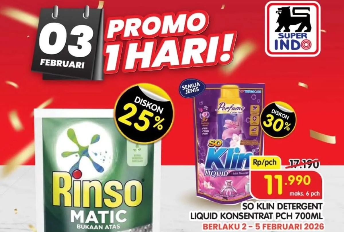 Promo Superindo 3 Februari 2026, Rinso Hingga Salmon Hemat Hanya Hari Ini