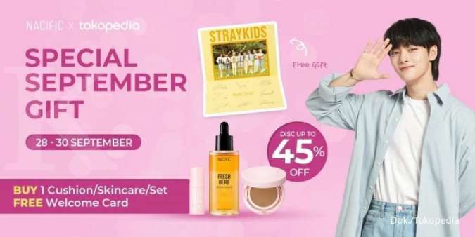 Promo Terbaru Nacific, Beli 1 Makeup atau Skincare Gratis Welcome Card Stray Kids