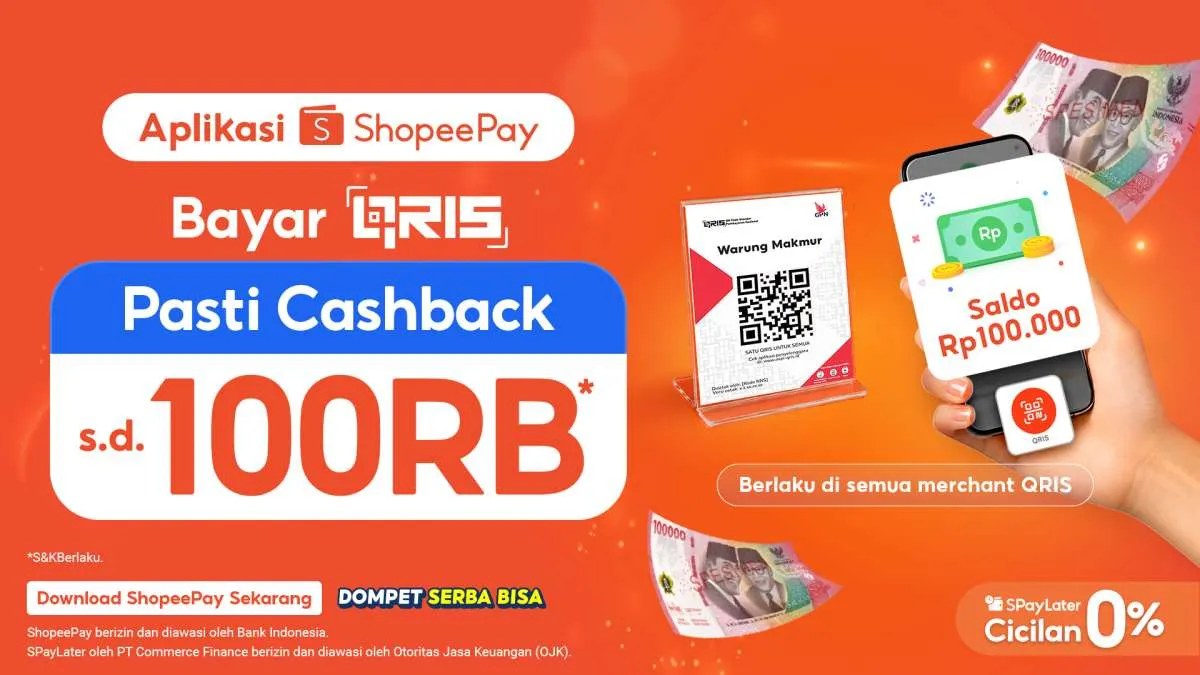 ShopeePay Dukung Adopsi QRIS Nasional, Hadirkan Pasti Cashback Hingga Rp100.000