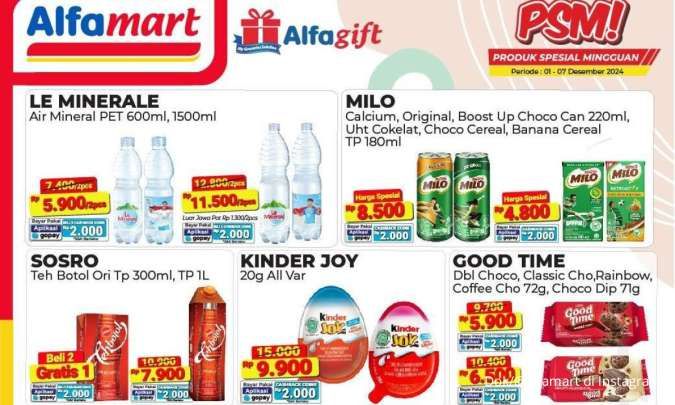 Promo PSM Alfamart 1-7 Desember 2024, Milo Harga Spesial & Teh Botol Sosro 2 Gratis 1