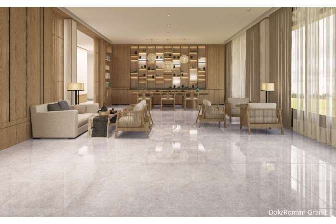 Rumah Mewah Modern Tampil Mempesona dengan Lantai Glossy dari RomanGranit Gloss Mood