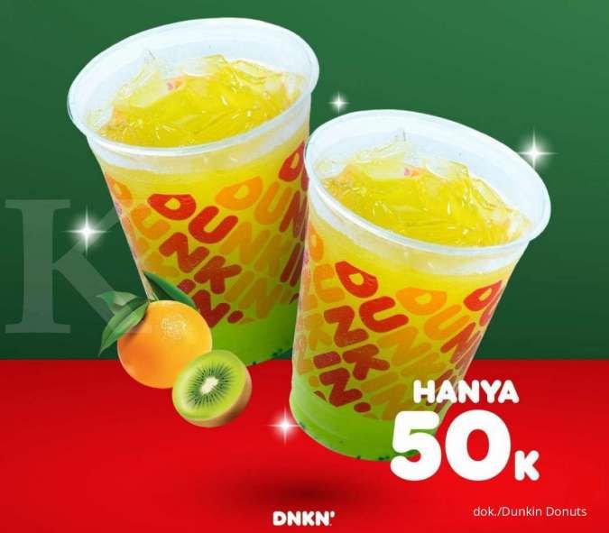 Promo Dunkin Donuts 7 Desember 2021, Bayar Rp 50.000 Dapat 2 Iced Kiwi Orange