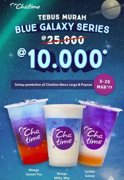 Promo Chatime Maret 2023, Tebus Murah Blue Galaxy Series Rp 10.000