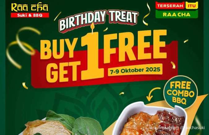 Promo Raa Cha Birthday Treat 7-9 Oktober 2025, Buy 1 Get 1 Free Mulai Rp 22.000-an