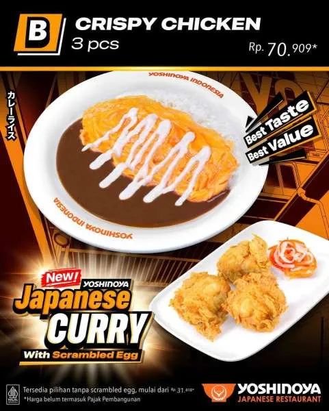 Promo Yoshinoya Japanese Curry with Scrambled Egg dan Crispy Chicken