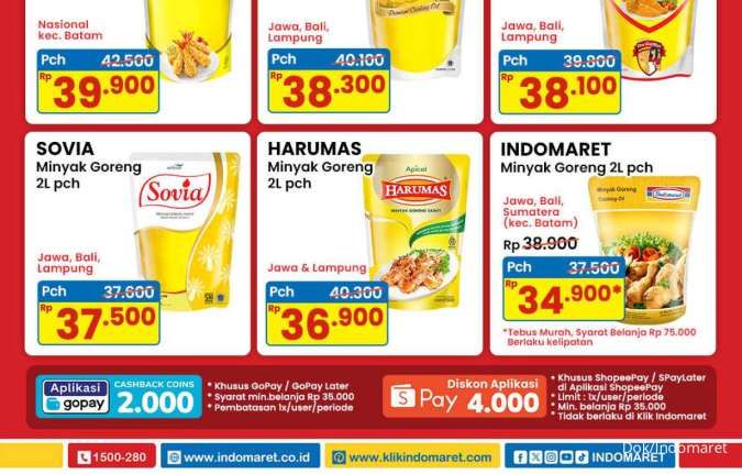 Harga Minyak Goreng di Indomaret 8-14 Januari 2026, Ada Sania Rp 38.000-an