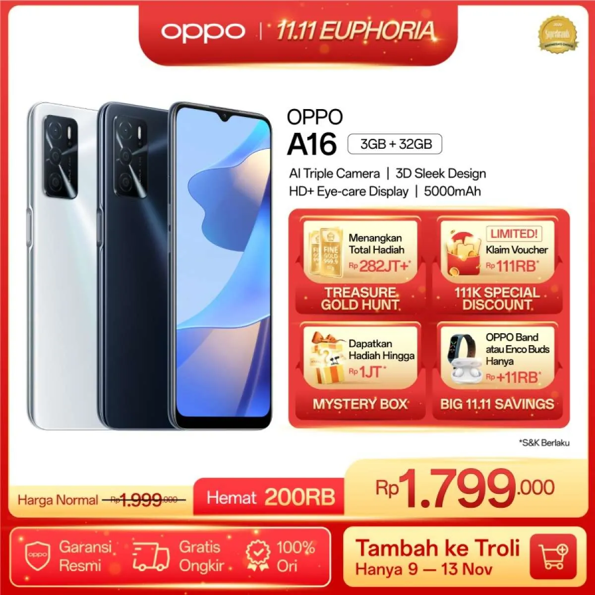 Harga HP OPPO A16 Turun di November 2022, Ini Daftar Lengkapnya