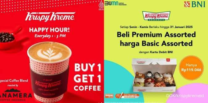 Promo Krispy Kreme x BNI, Diskon 1 Lusin Donat Premium Harga Basic hingga 2025