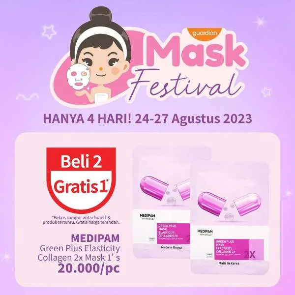 Promo Guardian Mask Festival Beli 2 Gratis 1 Periode 24-27 Agustus 2023