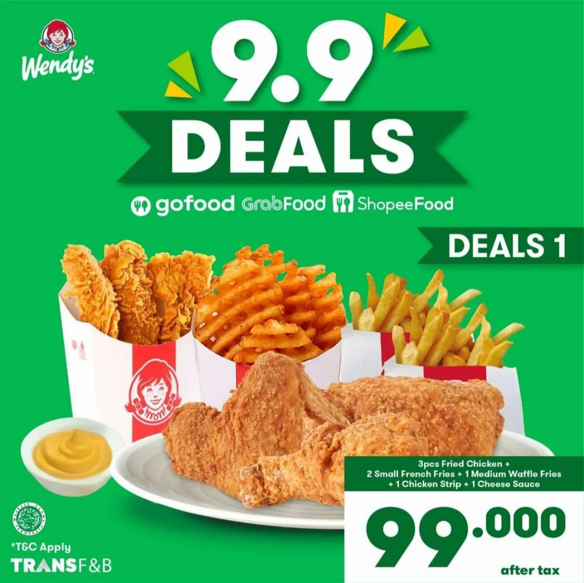 Promo Wendy’s 9.9 Deals 9-12 September 2021, Harga Hemat Paket Deals 1 dan 2
