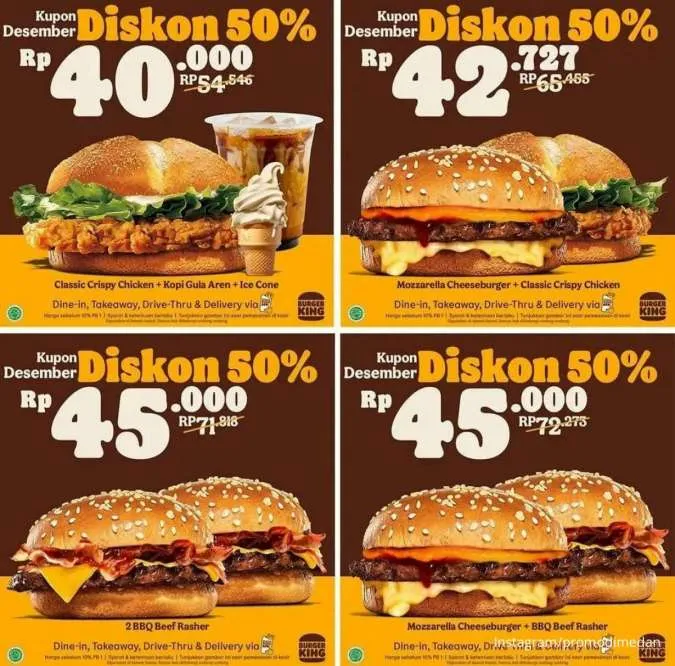 Promo Burger King Kupon Desember Diskon 50% Berlaku 1-31 Desember 2022