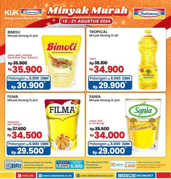 Promo Minyak Goreng Murah di Indomaret 15-21 Agustus 2024