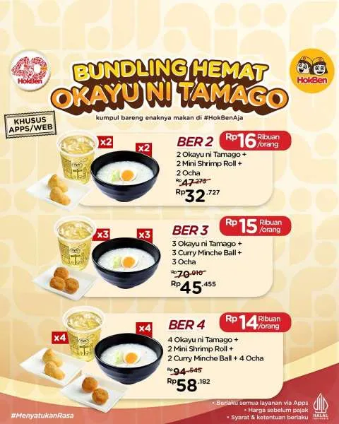 Promo HokBen Bundling Hemat Okayu Ni Tamago