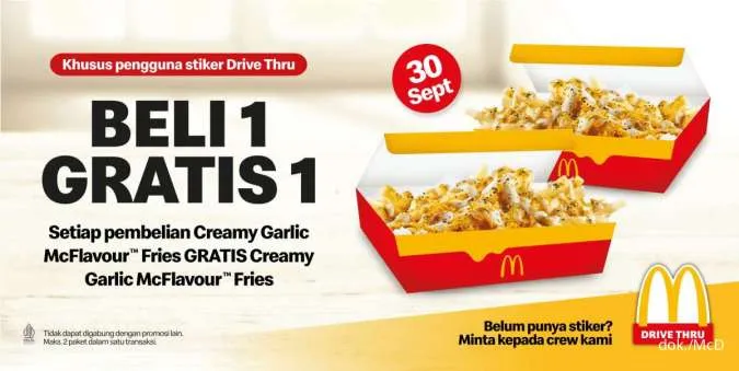 Promo McD BOGO Buy 1 Get 1 Creamy Garlic McFlavour Fries Edisi 30 September 2023