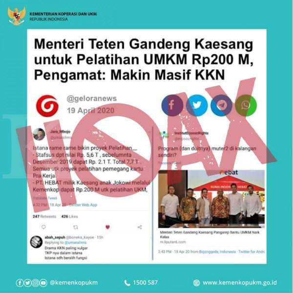 Postingan hoax soal Menkop dan UKM