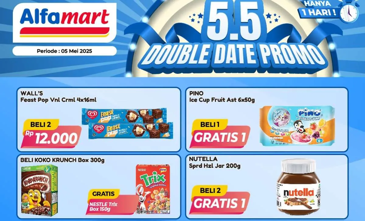 Promo 5.5 Alfamart Periode 5 Mei 2025, Nutella-Kispray Beli 2 Gratis 1
