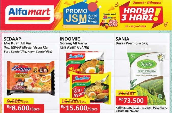 Promo JSM Alfamart 20-22 Juni 2025, Beli Indomie dan Beras Premium Lebih Murah