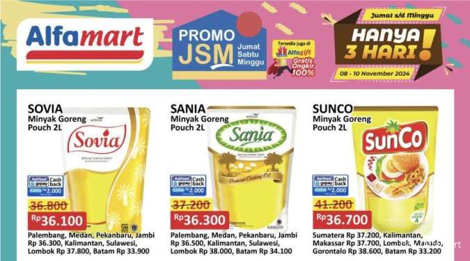 Promo Minyak Goreng Alfamart dan Superindo Weekend, Promo Sania & Sunco Sampai Besok