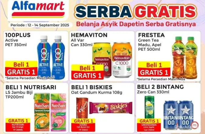 Promo Alfamart Serba Gratis 12-14 September 2025, Beli 1 Gratis 1 Frestea-Nutrisari