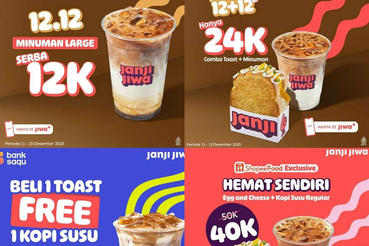 Promo 12.12 Janji Jiwa Desember 2023: Serba 12K Minuman Large-Toast Lezat