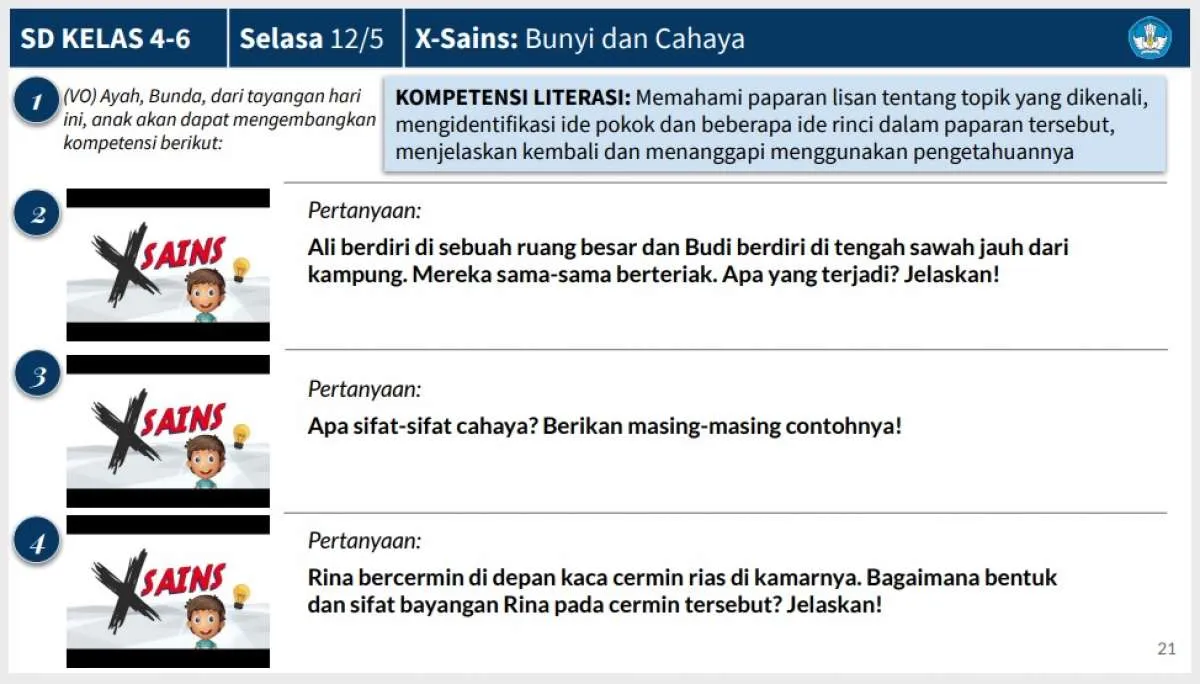 Jadwal dan soal Belajar dari Rumah Kemdikbud di TVRI hari ini, Selasa 12 Mei 2020 
