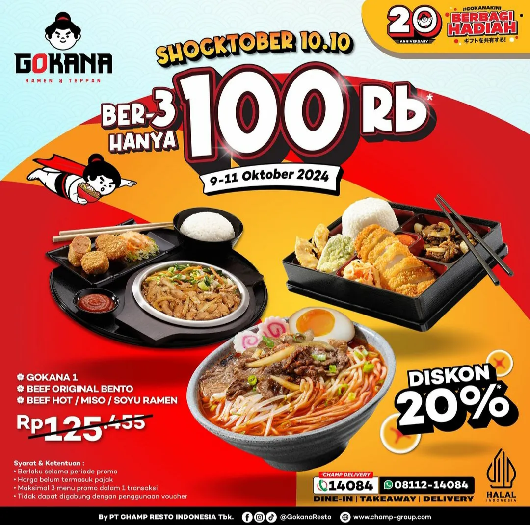 Promo 10.10 Gokana 3 MENU Rp 100.000