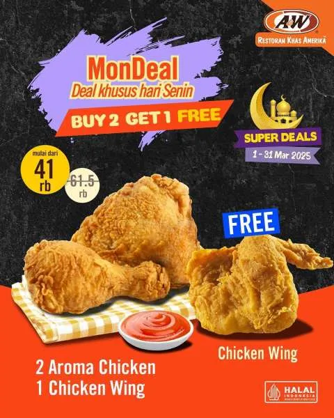 Promo A&W MonDeal Buy 2 Get 1