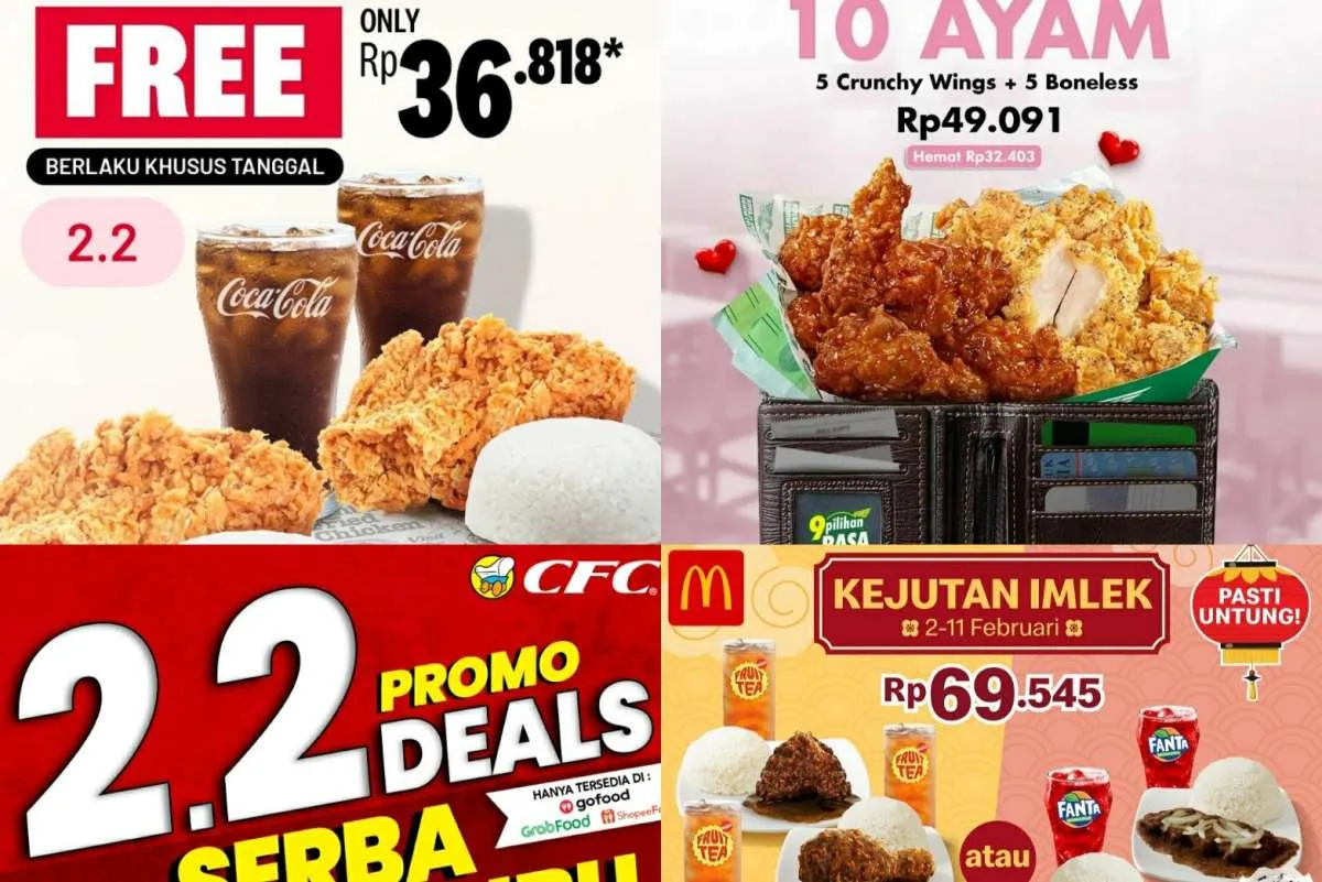 Promo 2.2 Aneka Menu Ayam di Februari 2024: KFC, McD, Wingstop, dan CFC