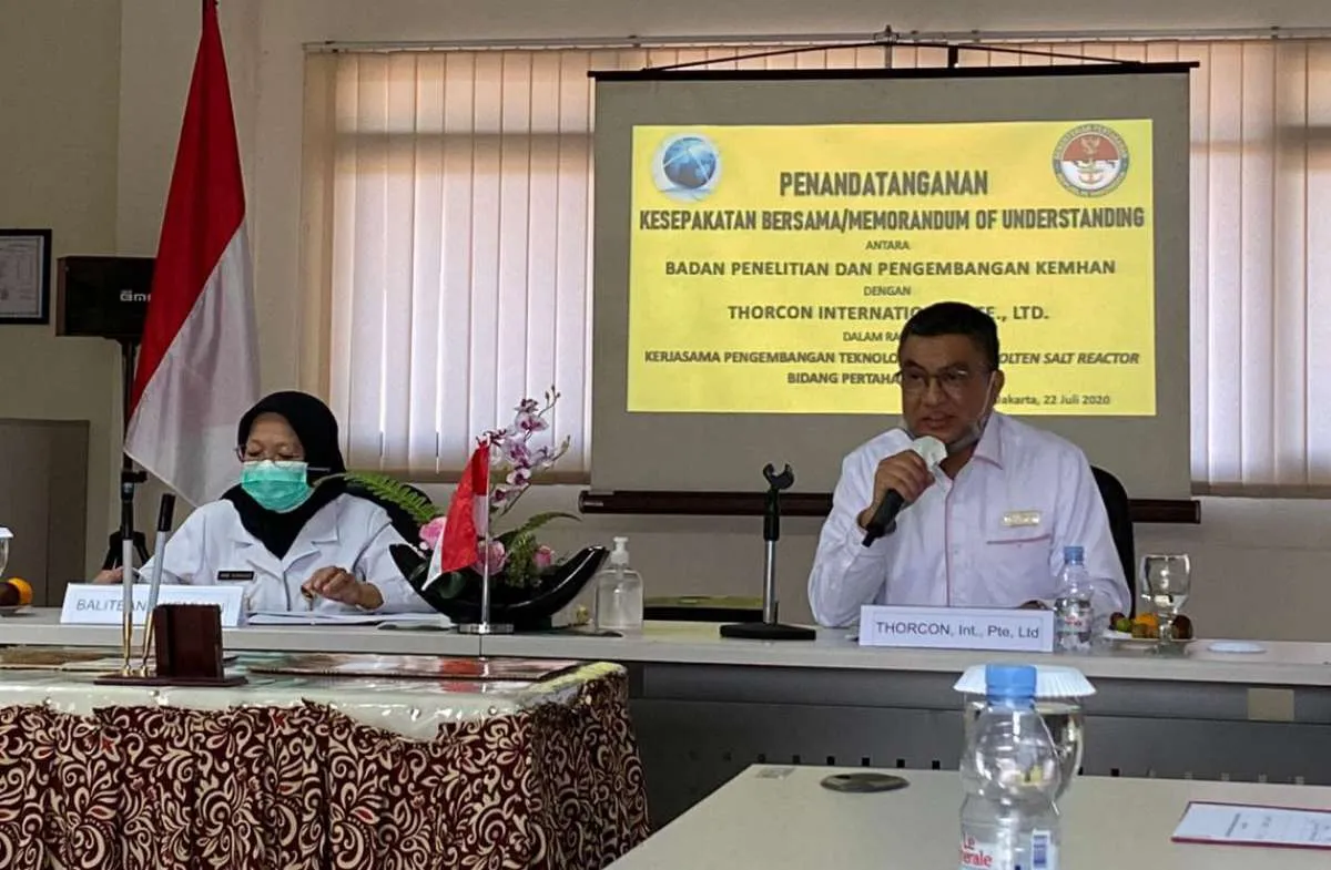 Kembangkan teknologi TSMR, Balitbang Kementerian Pertahanan dan Thorcon teken MoU