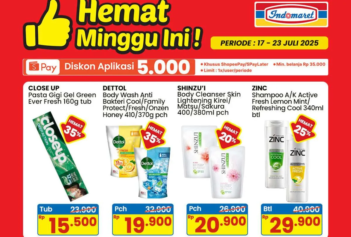 Promo Indomaret Weekend 18-20 Juli 2025, Close Up dan Shinzui Hemat Minggu Ini