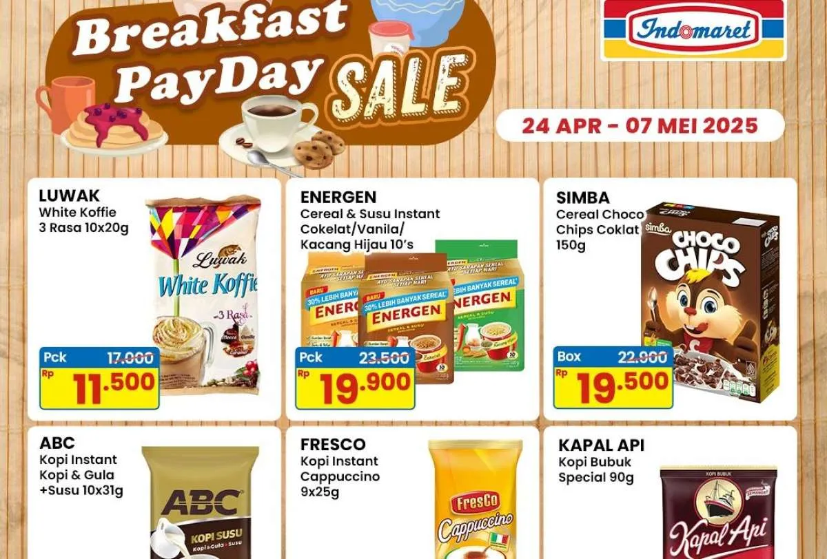 Promo Gajian Indomaret 24 April-7 Mei 2025, Potongan Harga Spesial Breakfast