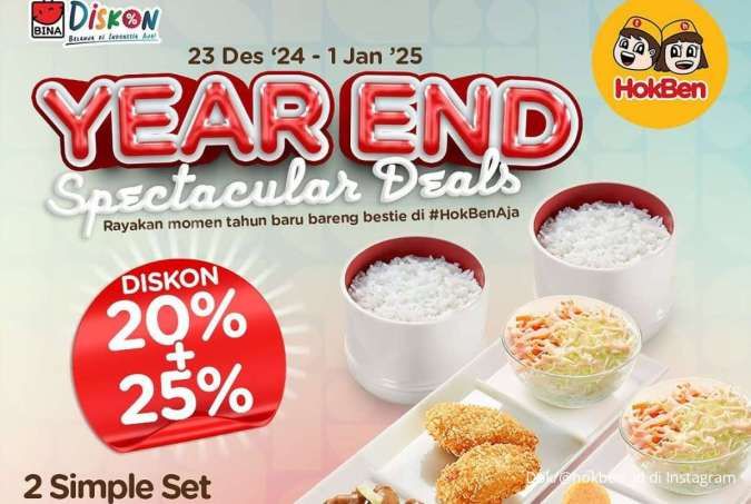 Promo HokBen Akhir Tahun Diskon 20% Ditambah 25%, Mulai Hari Ini 23 Desember 2024