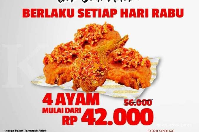 Promo Geprek Bensu 15 Desember 2021, Paket 4 Ayam Rp 42.000 Setiap Hari Rabu