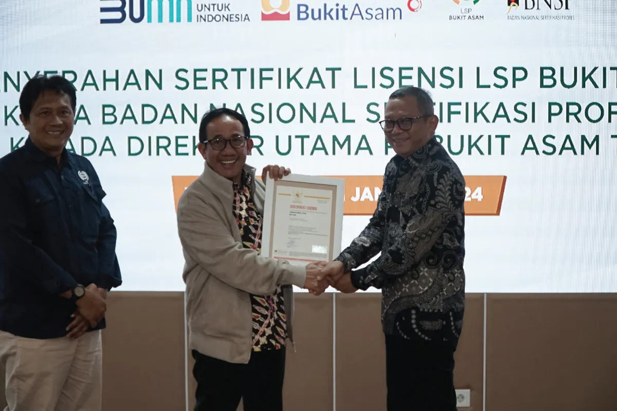 Terima Lisensi BNSP, LSP Bukit Asam Bisa Jalankan Uji Kompetensi Mandiri