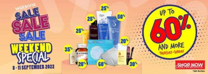 Promo Watsons Weekend Special Diskon hingga 60% Periode 8-11 September 2022