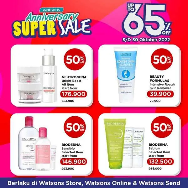 Promo Watson Anniversary Super Sale Periode sampai 30 Oktober 2022