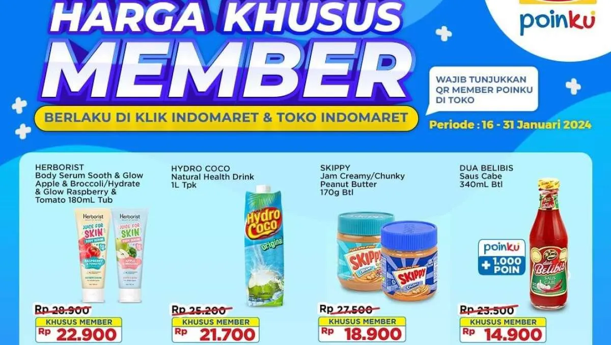 Promo Indomaret Harga Khusus Member Januari 2024, Banyak Promo Beli 2 Lebih Hemat