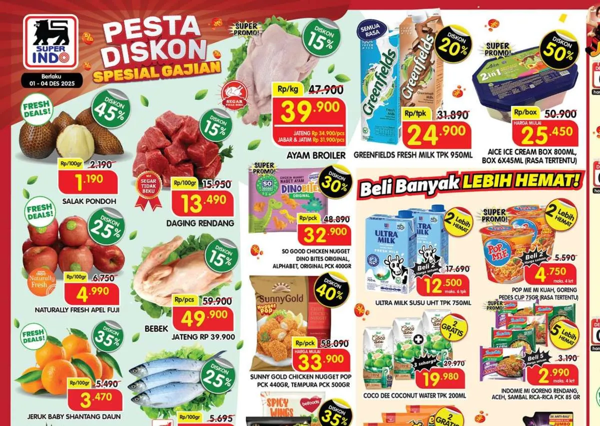 Promo Superindo Weekday 1-4 Desember 2025, Diskon Gajian Awal Bulan Sampai 50%