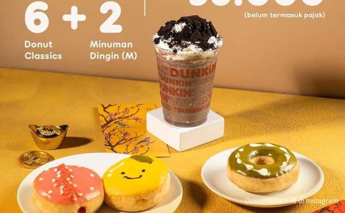 Promo Dunkin Spesial Senin Pakai DD Card, 6 Donut Classic & 2 Minuman Harga Spesial