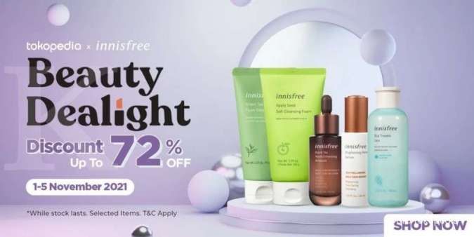 Promo Tokopedia X Innisfree, Beragam Skincare Diskon s/d 72% hingga 5 November 2021