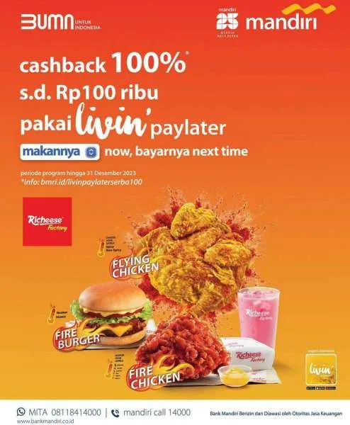 Promo Richeese Serba 100 bareng Livin Paylater