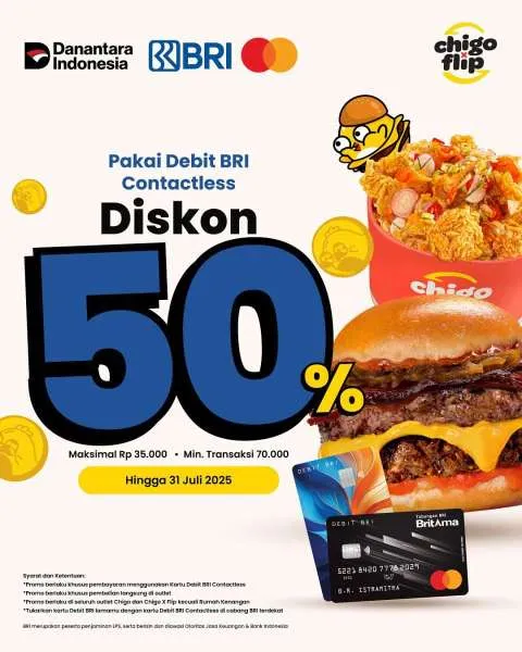 Promo Chigo x Flip dengan BRI Diskon 50%