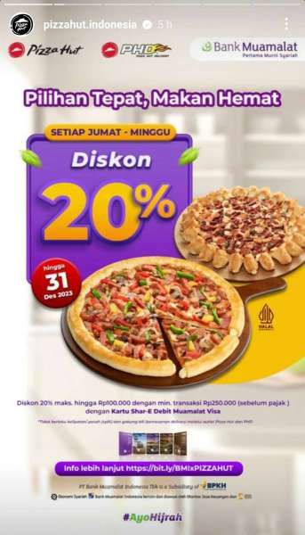 Promo Pizza Hut Terbaru Oktober 2023 Bersama Bank Muamalat